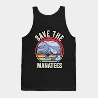 Save The Manatees Funny Vintage Retro Tank Top